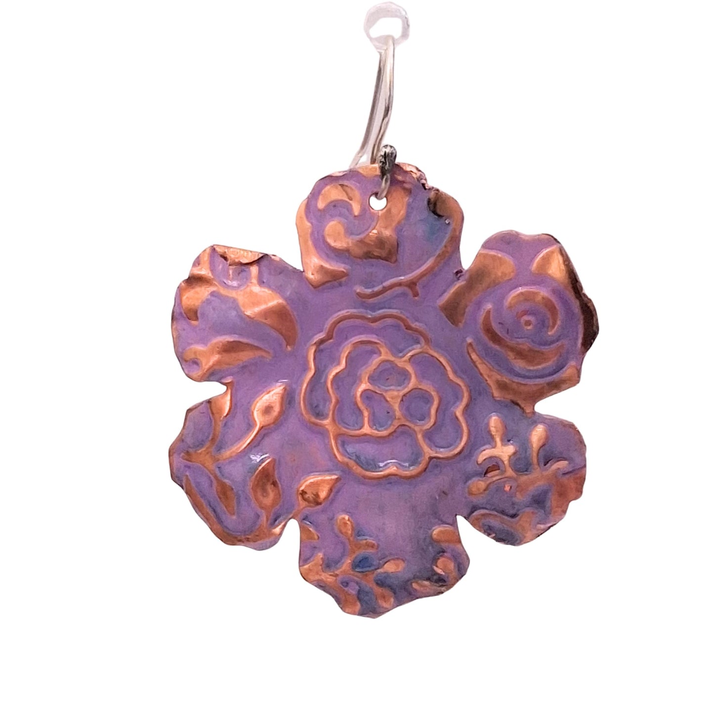 Copper Floral Lavender Colour Earrings
