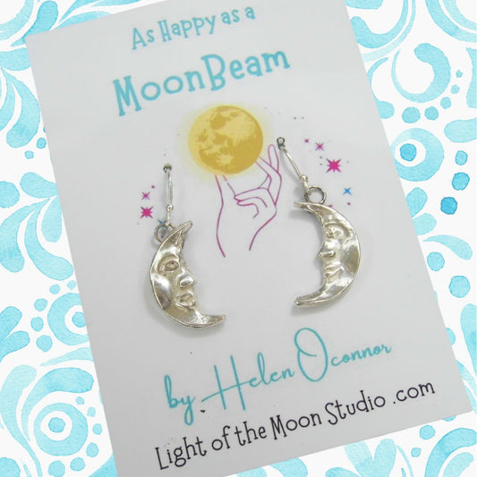 Silver Earrings Hand sculpted Moon beams