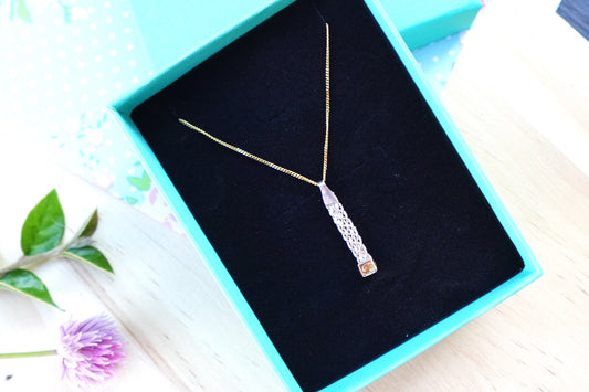 Sterling Silver Citrine Gemstone Drop Pendant
